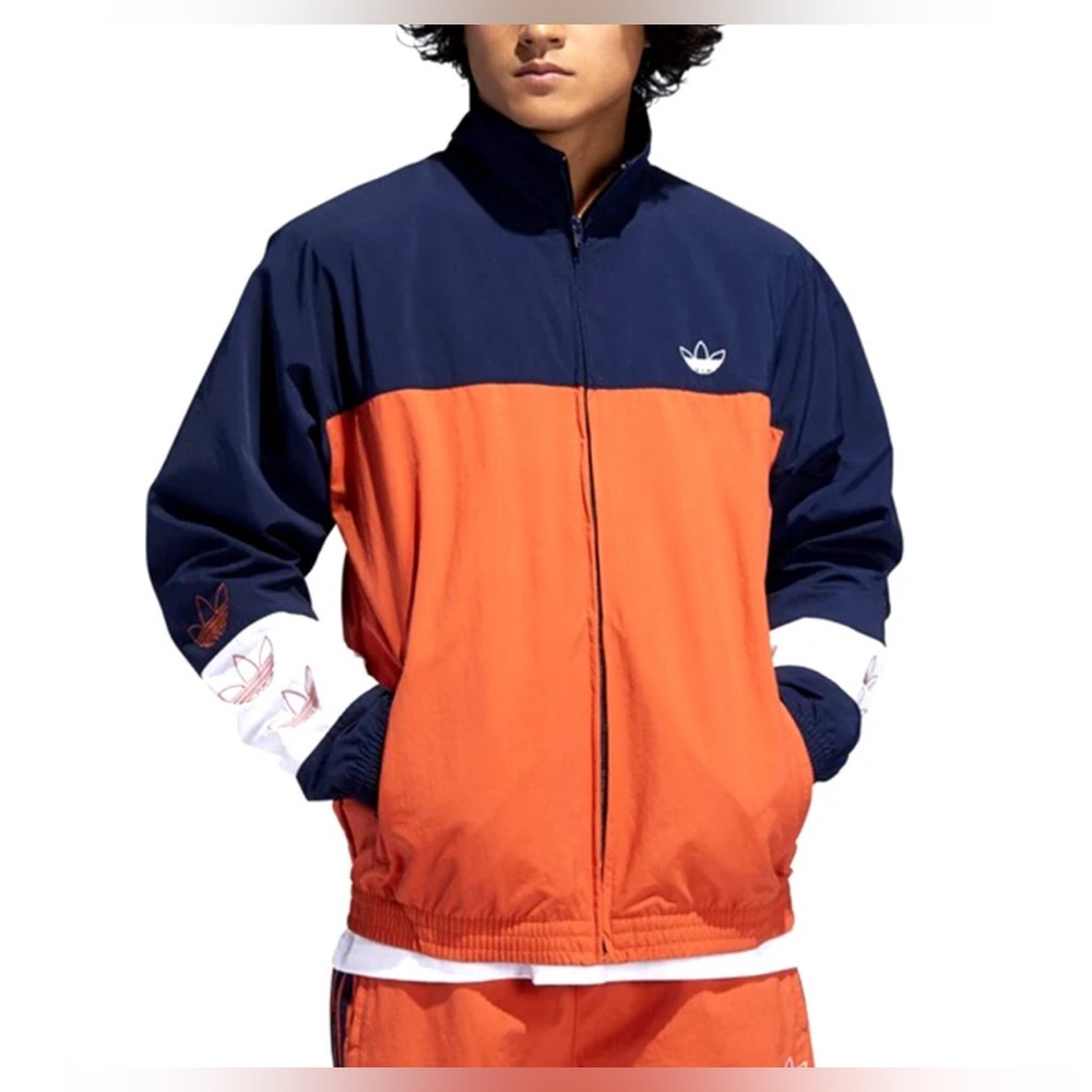 Adidas Men's Blue and Orange Windbreaker
